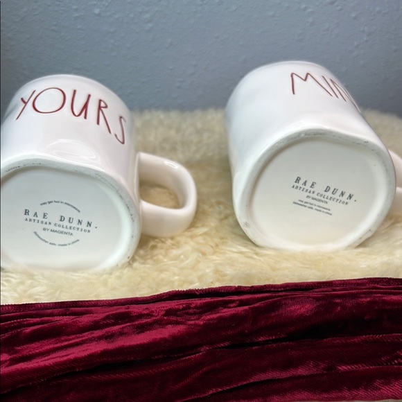 Rae Dunn White Ceramic Mugs Yours and Mine Set - Picture 4 of 4